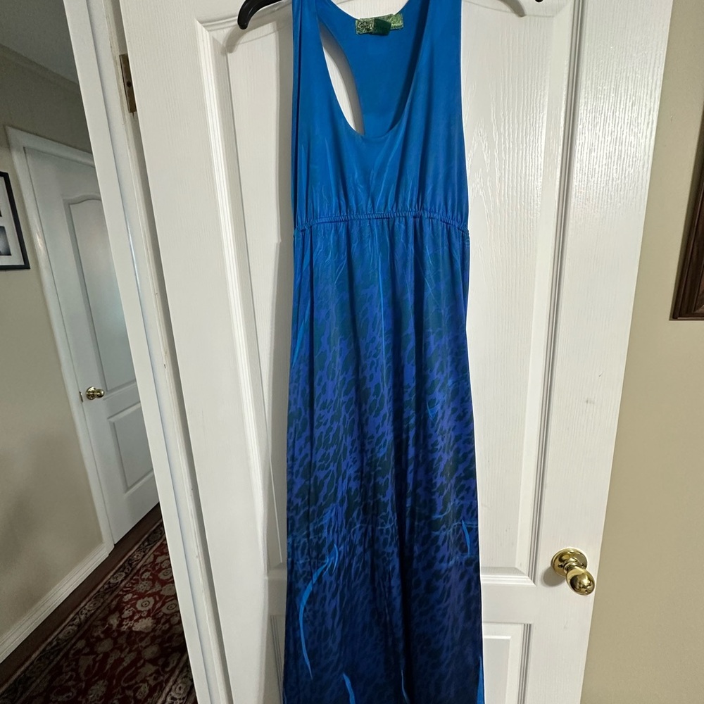 Elle Royal Blue Leopard Print Maxi Dress